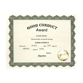 Good Conduct Award Free Template Image
