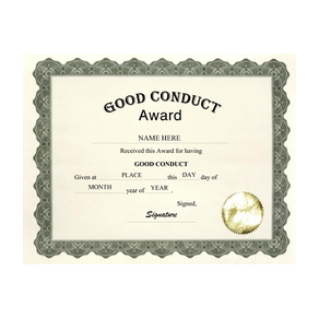 Good Conduct Award Template