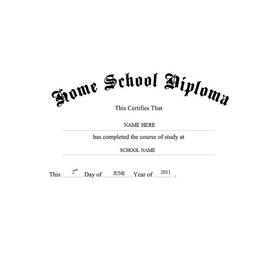 Home School Diploma Free Template Image