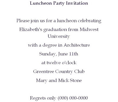 Luncheon Party Invitations Wording Geographics