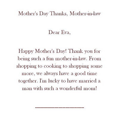 Mothers Day Thanks Mother in law Wording Geographics