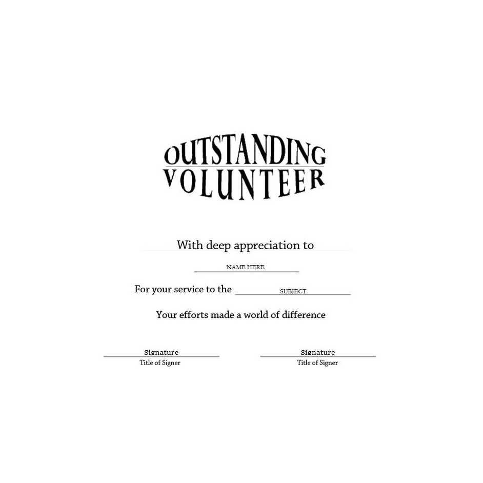 Outstanding Volunteer Certificate Free Template Image Landscape Geographics