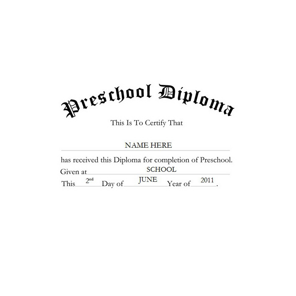 Preschool Diploma Free Template Image