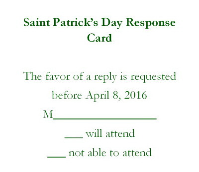 Saint Patricks Day Response Cards Wording Geographics