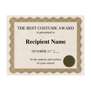 The Best Costume Award Template