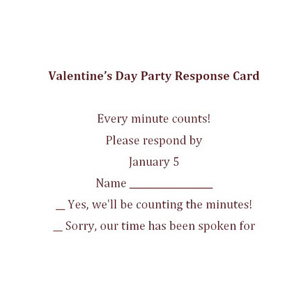 Valentines Party Response Cards Wording Geographics
