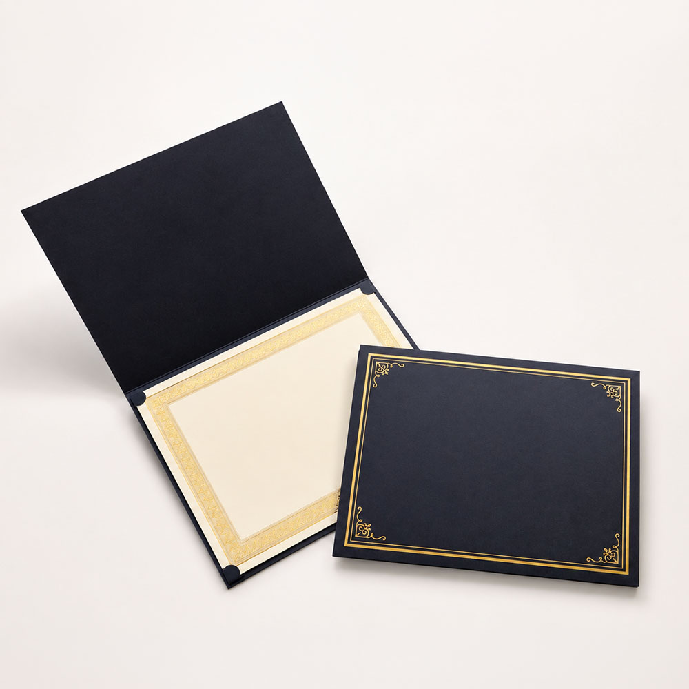 Vintage Navy Blue Gold Foil Certificate Holders the royal store