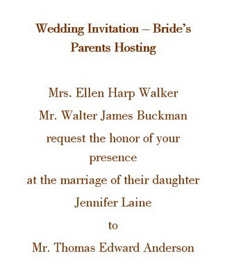 Wedding Invitations Brides Parents Wording Geographics