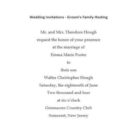 Wedding Invitations Groom’s Family Hosting Template