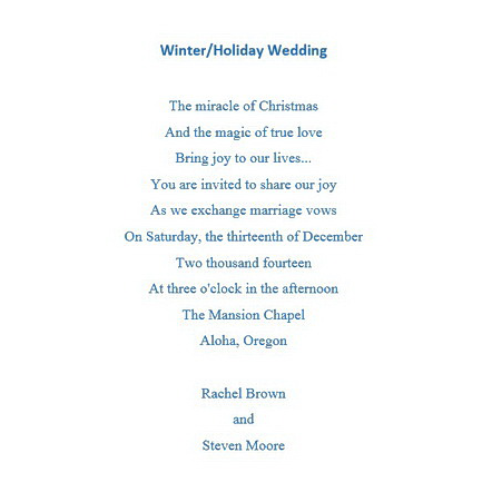 Winter Holiday Wedding Wording Geographics
