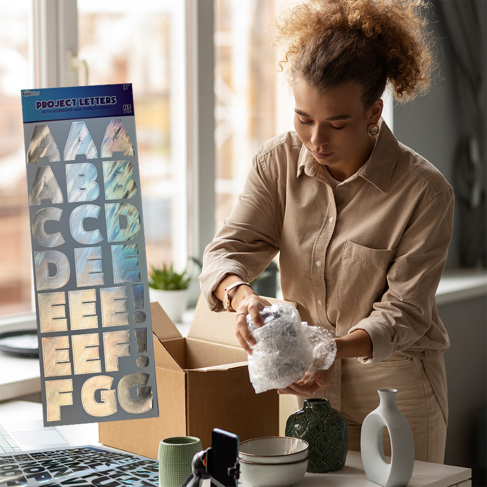 Royal Brites Self Adhesive Alpha Numeric Holographic Silver Foil Characters 2″ for Posters & Crafts 31010 (2)