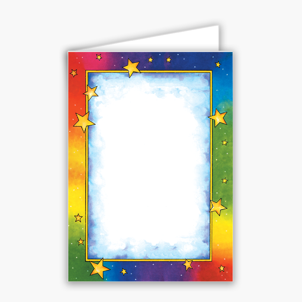 Rainbow Stars Baronial Vertical Folded Card No 4 Geographics 81319K CDFV 3 5 x4 88