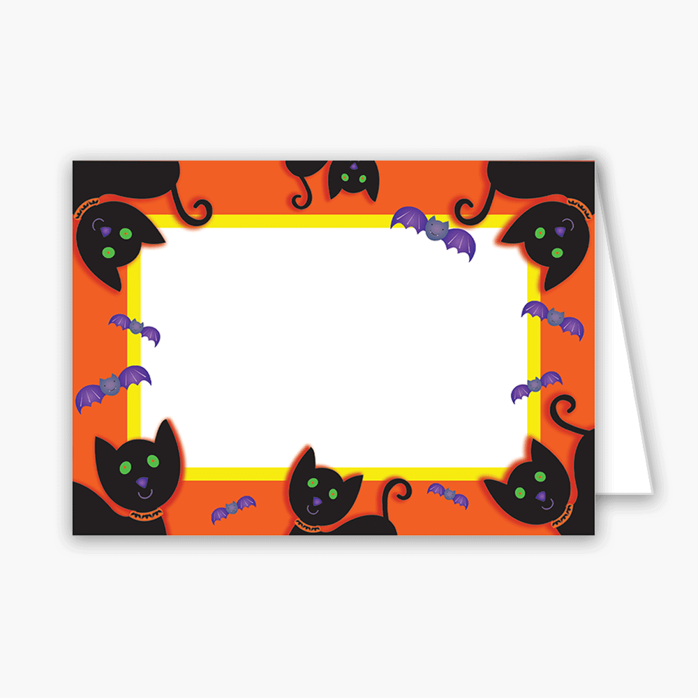 Halloween Cats and Bats Baronial Horizontal Folded Card No 4 Geographics S01254 CDFV 3 5x4 88