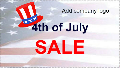 4th of July sale business card