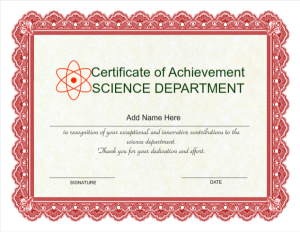 Certificate of Achievement Science Department iclicknprint 1