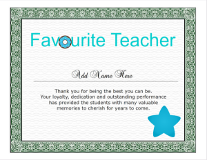 Favourite Teacher certificate iclicknprint Favourite Teacher certificate iclicknprint