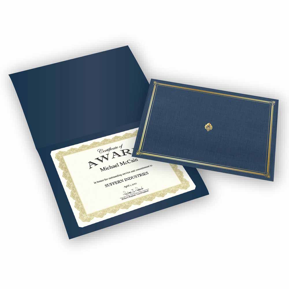 Classic Linen Navy Blue Certificate Holders Gold Foil 45332 TRS (3)