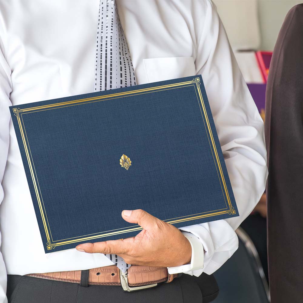 Classic Linen Navy Blue Certificate Holders Gold Foil 45332 TRS (6)