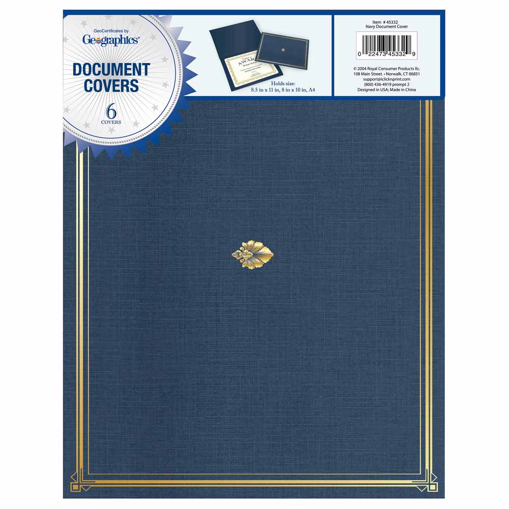 Classic Linen Navy Blue Certificate Holders Gold Foil 45332 TRS