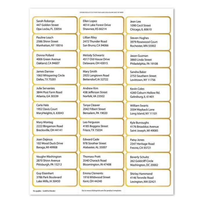 Gold Foil Border Mailing Labels, 1"x2.63" | TheRoyalStore