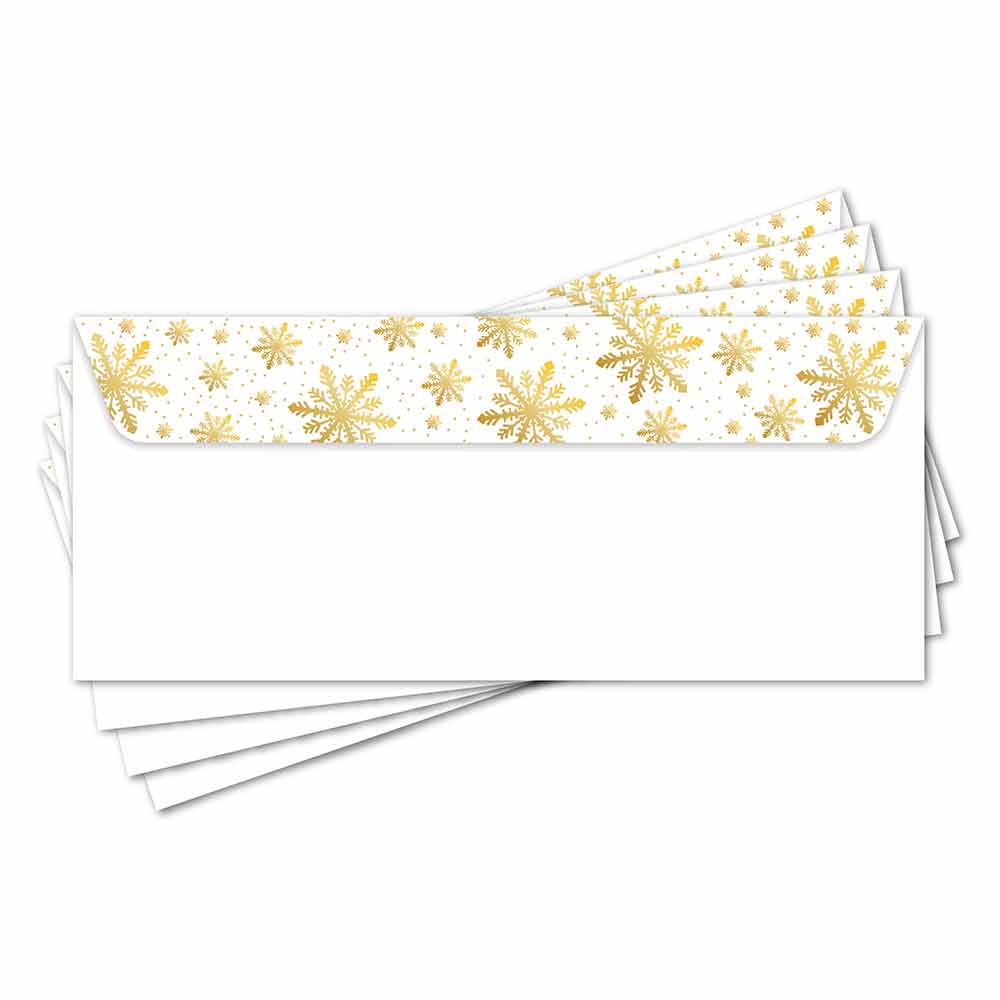 Gold Metallic Snowflakes Envelopes No 10 Metallic Print 50071 (5)