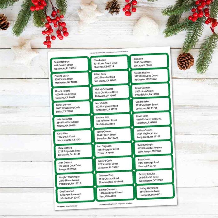 Green Foil Border Mailing Labels, 1"x2.63" | TheRoyalStore